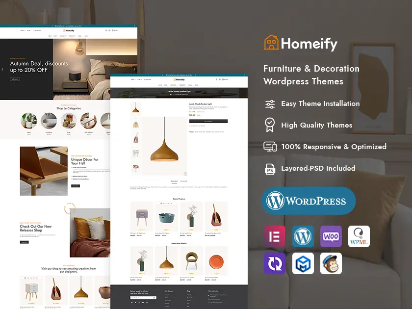 Homeify — motyw WooCommerce do dekoracji wnętrz, mebli, sztuki i rękodzieła