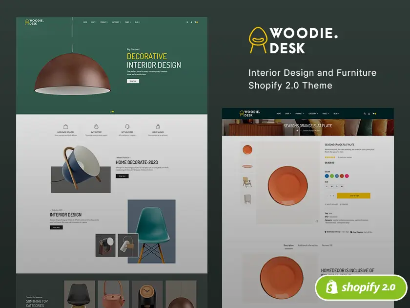 Woodie Desk - Tema de Shopify para decoración del hogar