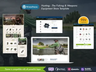 Caza: equipo de pesca y artilugios de armas Tema de WooCommerce
