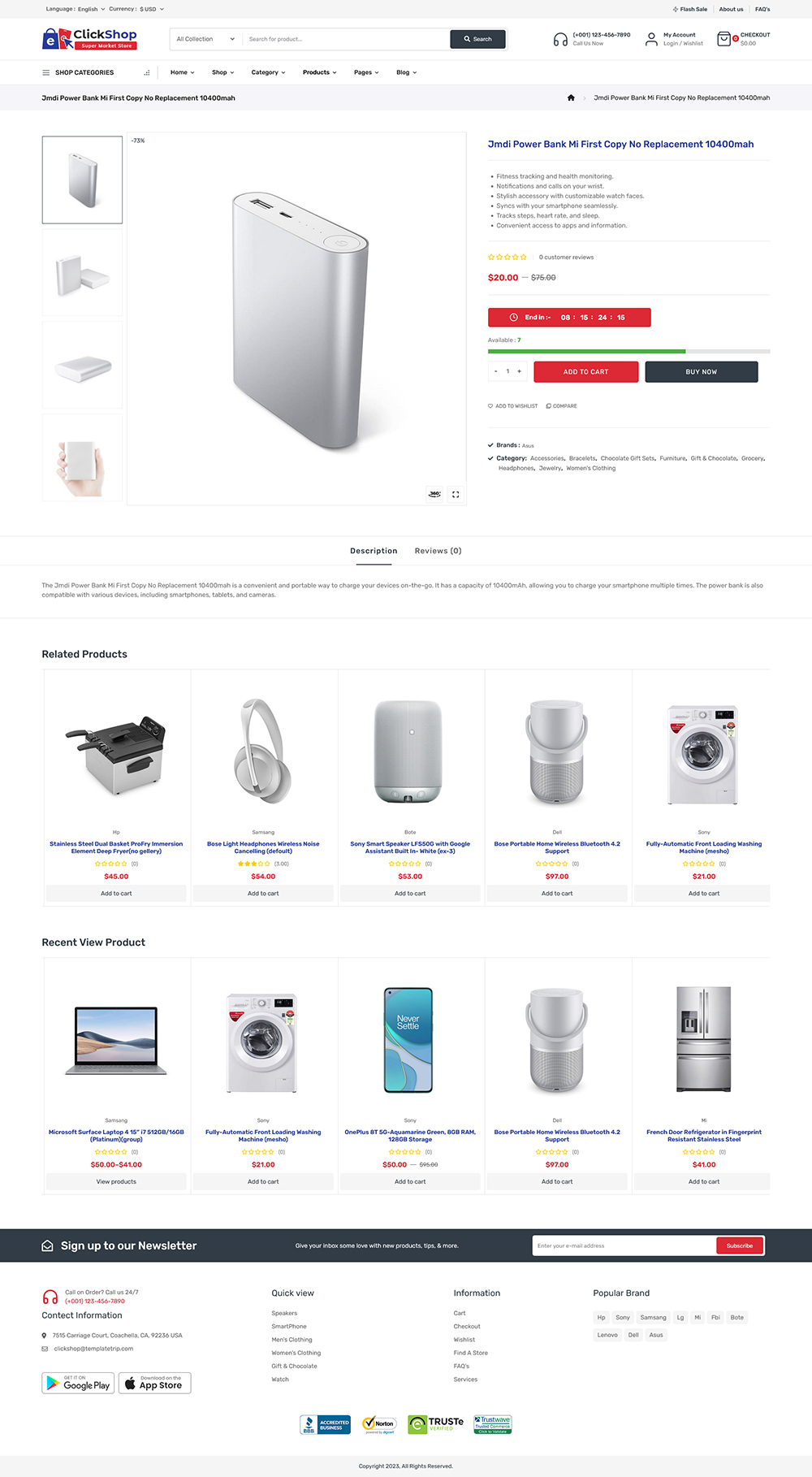 ClickShop - WooCommerce Theme For Electronic & Gadgets Marketplace Store