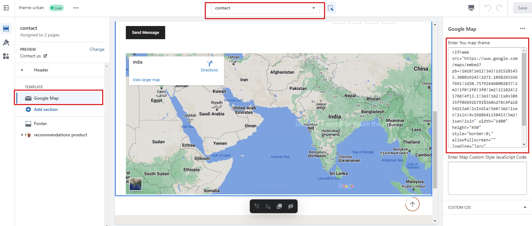 Shopify - How to add google map on contact us page