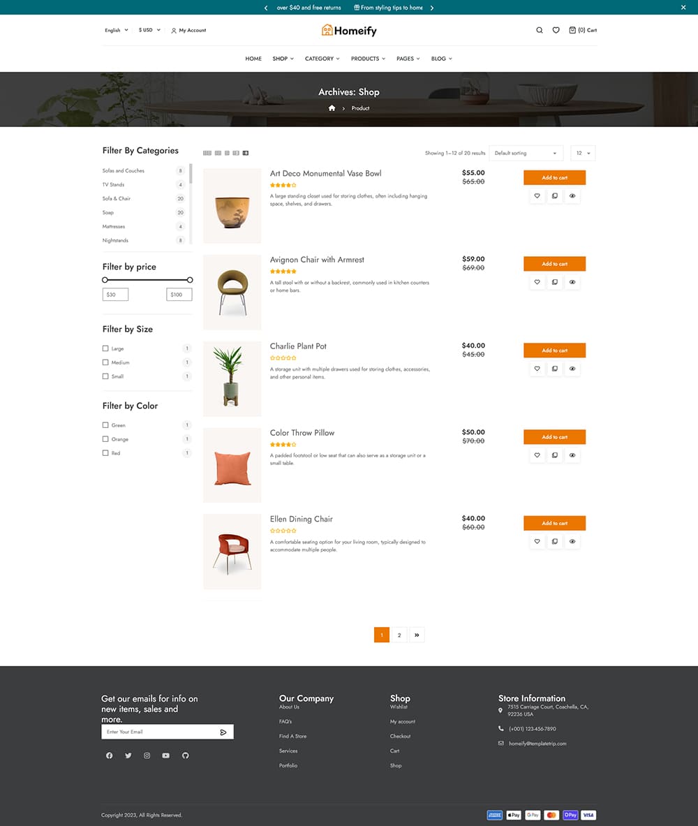 Homeify - WooCommerce Theme for Home Decoration, Furniture, Art & Crafts