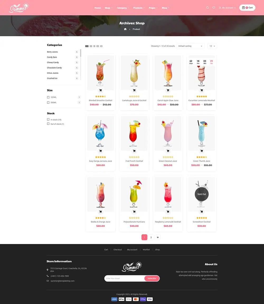 Summer - WooCommerce Theme For Juices, Shakes, Ice Cream & Smoothies