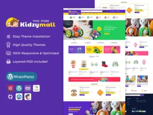 KidzyMall - Mega tienda de juguetes para niños - Tema adaptable de WooCommerce