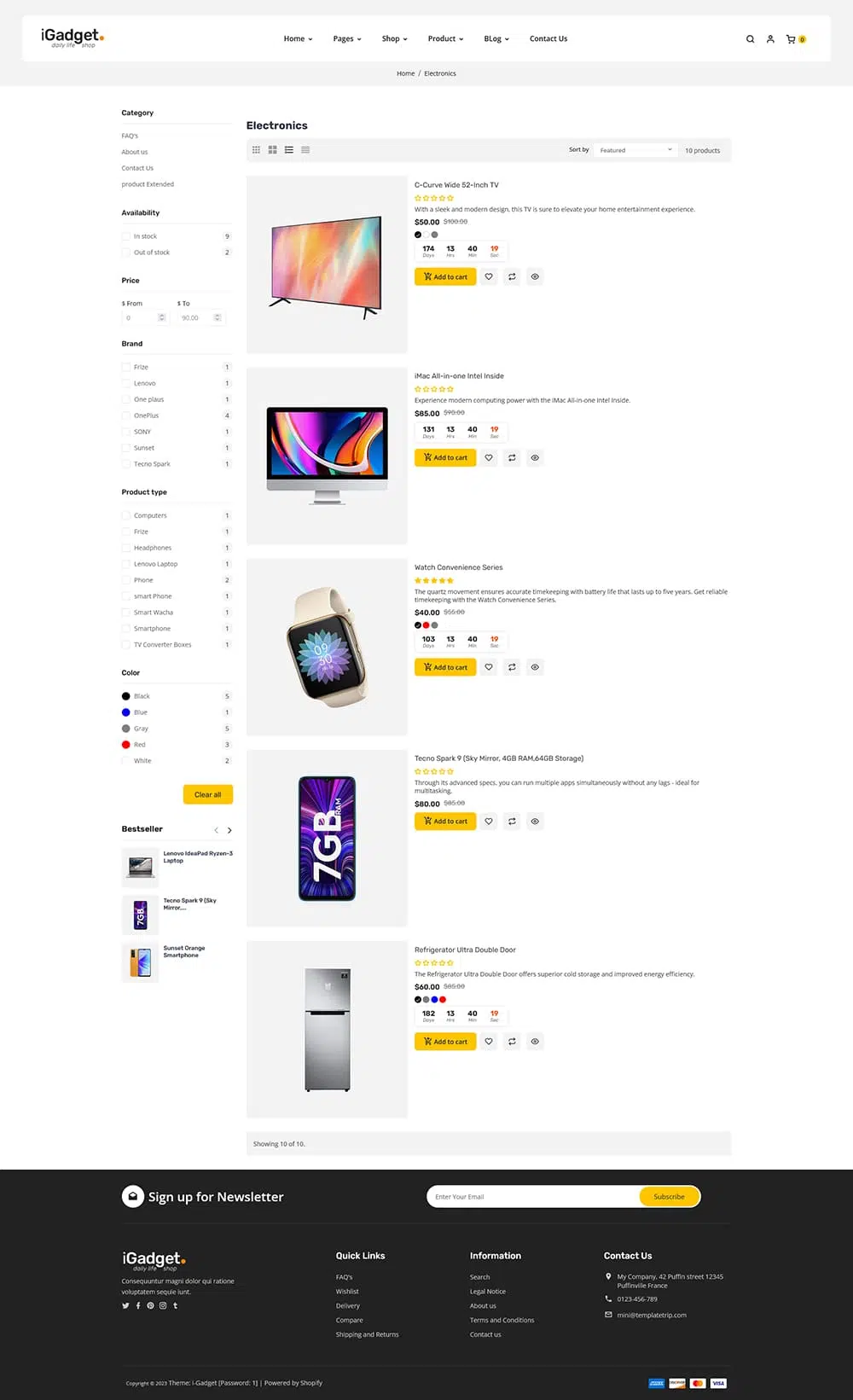iGadget - Electronics Gadgets & Speakers - Minimal Shopify Theme