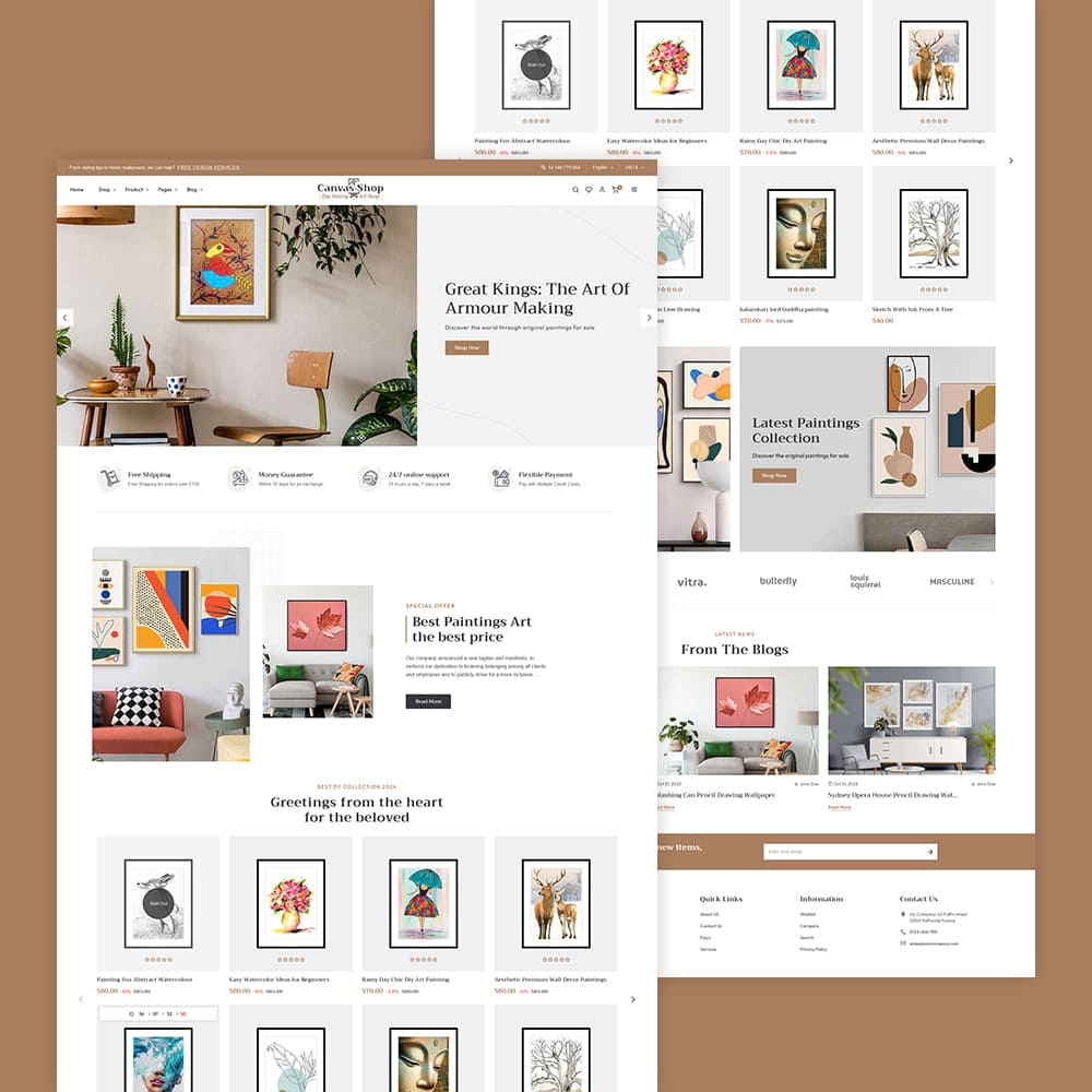 CanvasArt – gestaltetes Shopify-Theme für Malerei, Kunst und Kunsthandwerk
