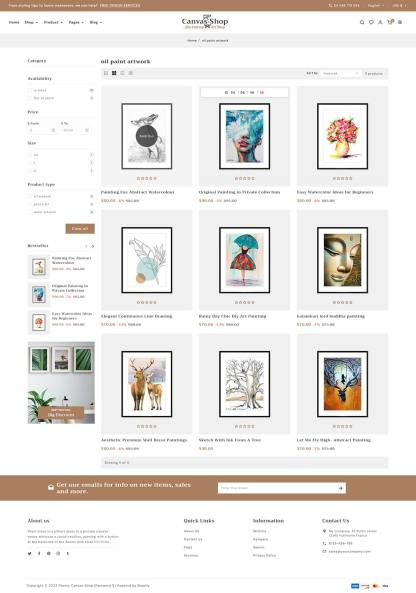 CanvasArt – gestaltetes Shopify-Theme für Malerei, Kunst und Kunsthandwerk