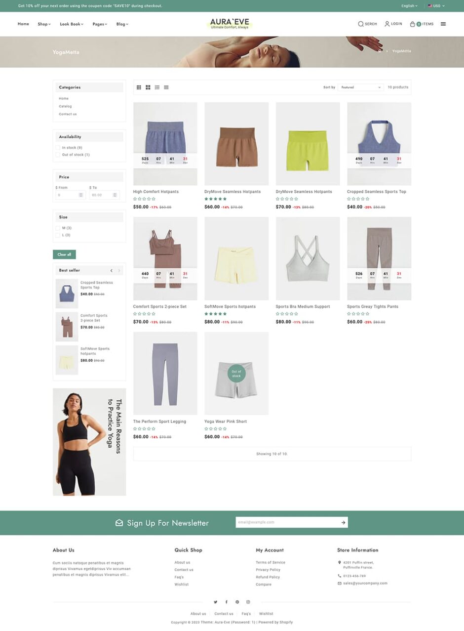 AuraEve - Yoga Wear, Fitness & Sports - Minimal Shopify Theme