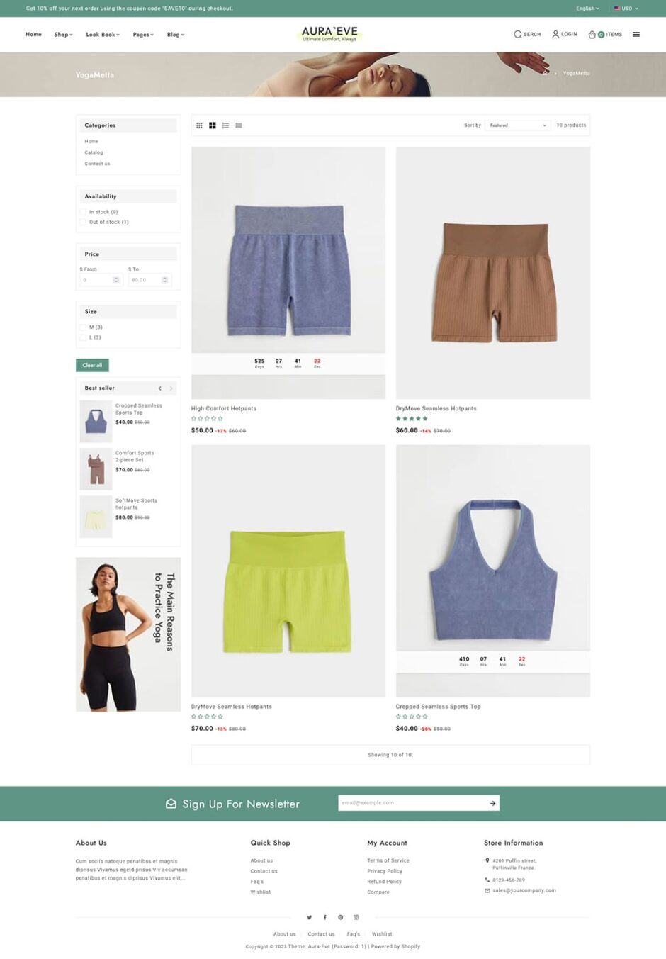 AuraEve - Yoga Wear, Fitness & Sports - Minimal Shopify Theme