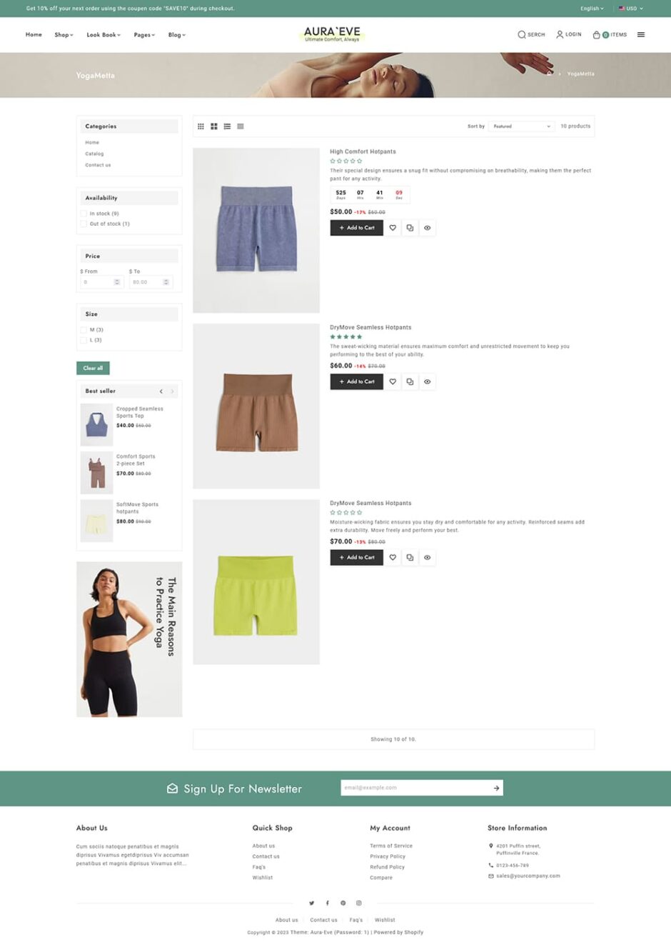 AuraEve - Yoga Wear, Fitness & Sports - Minimal Shopify Theme