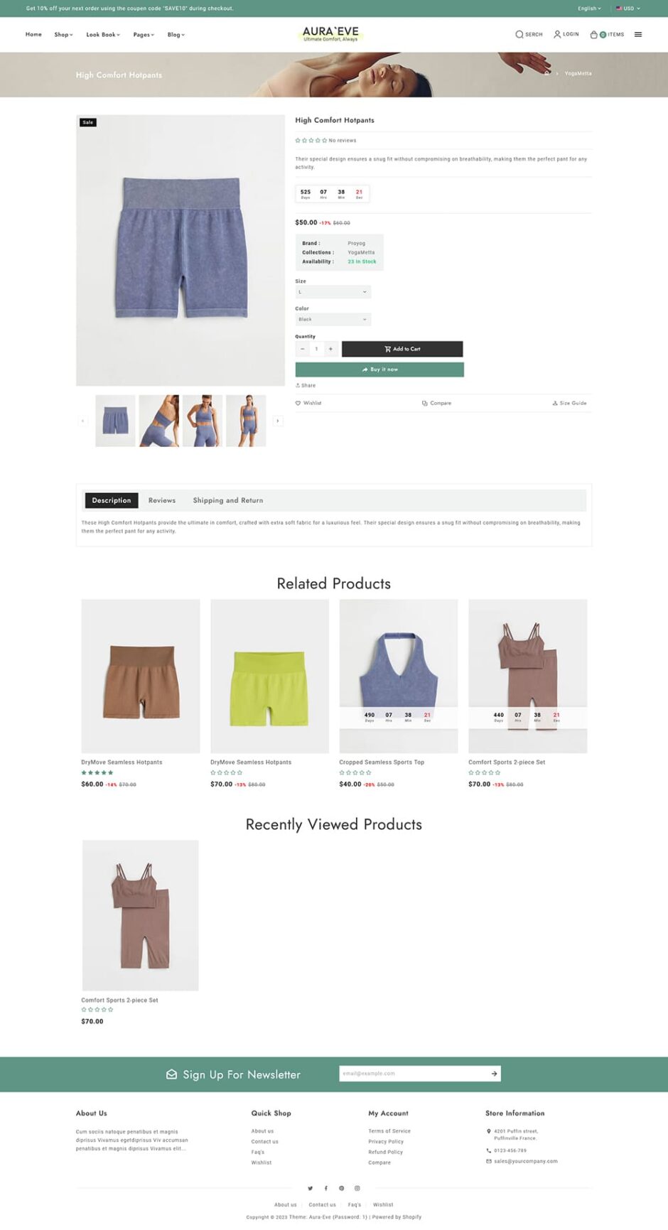 AuraEve - Yoga Wear, Fitness & Sports - Minimal Shopify Theme