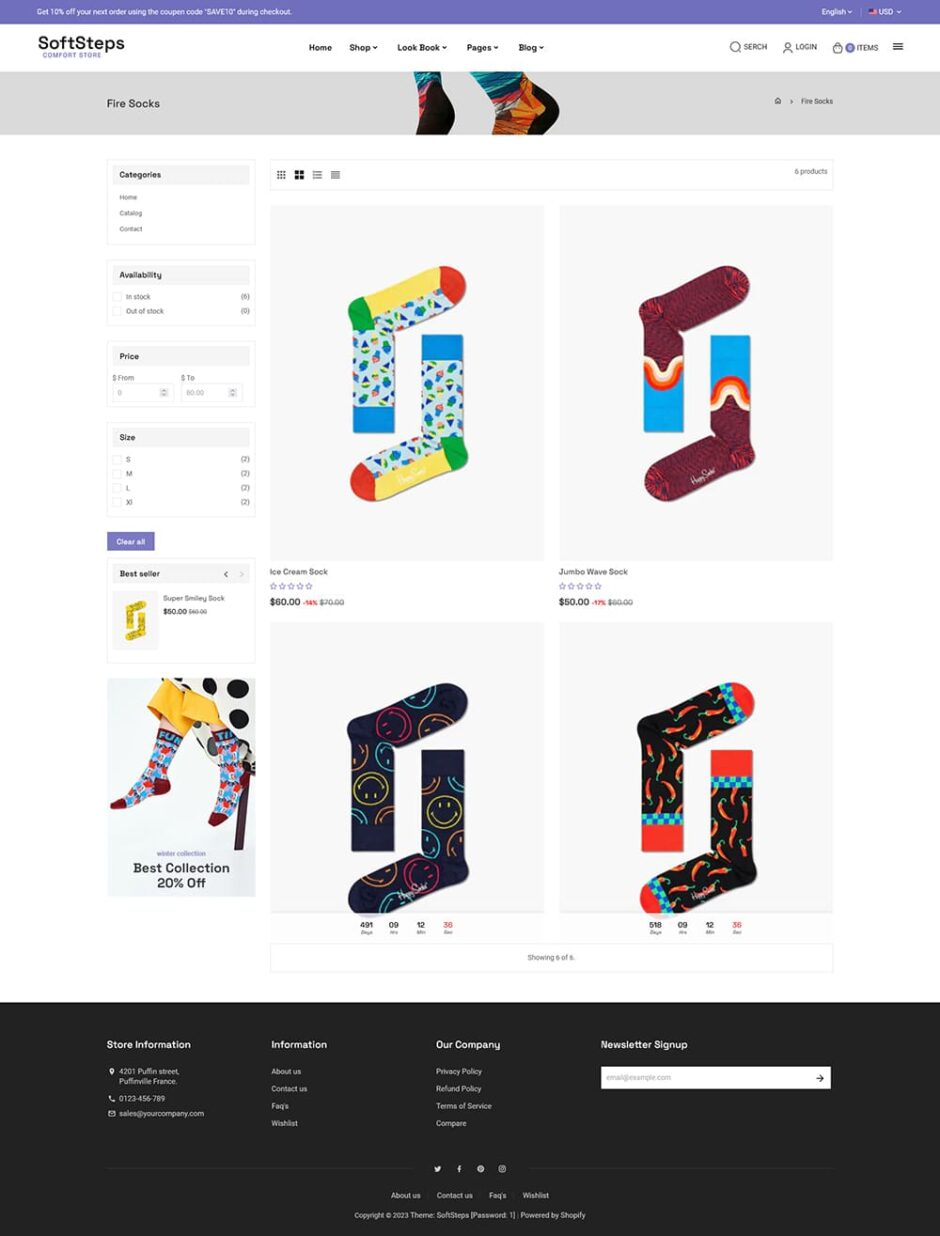 SoftSteps - Minimal Shopify theme for Printed Socks & POD Fashion Accessories