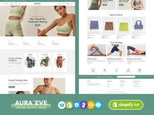 AuraEve — odzież do jogi, fitness i sport — minimalistyczny motyw Shopify