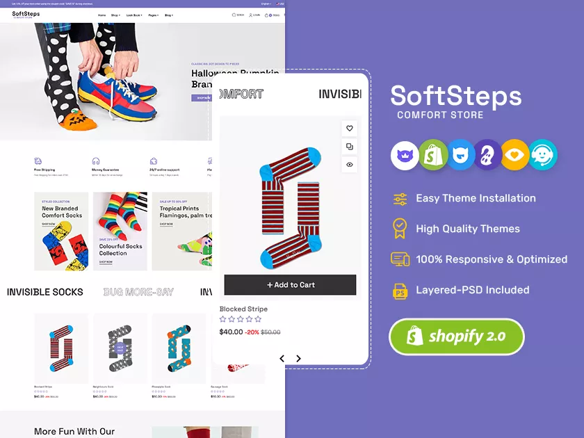 SoftSteps - Minimal Shopify theme for Printed Socks & POD Fashion Accessories