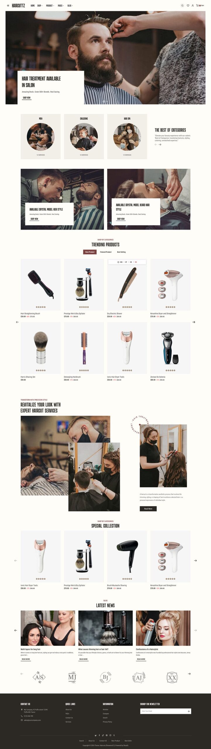 HairCuttz - Barber Shop & Hair Beauty Saloon - Shopify Theme