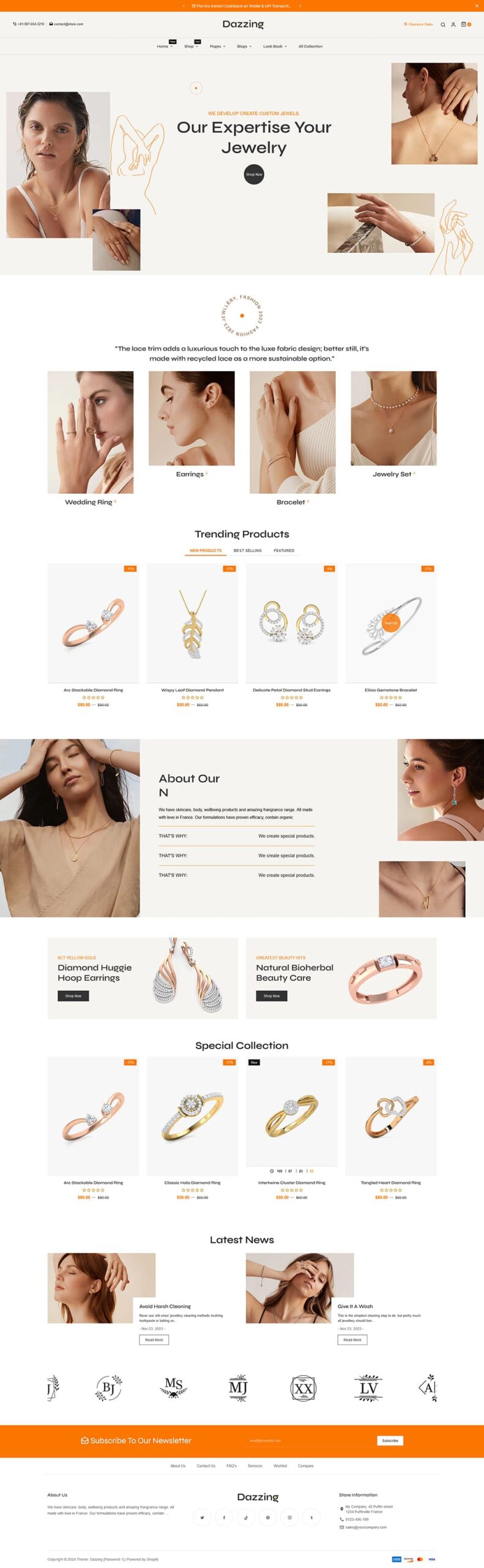 Dazzing - Modern Jewelry Store - Shopify multipurpose Theme