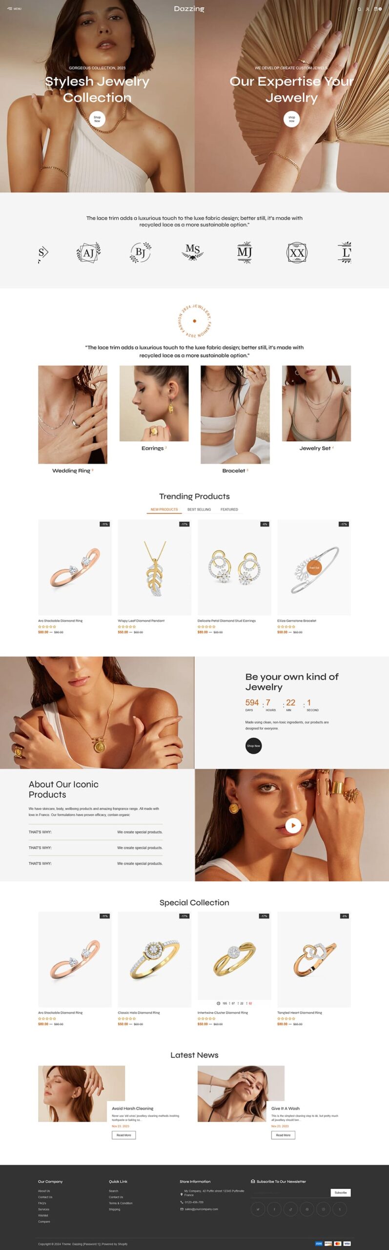 Dazzing - Modern Jewelry Store - Shopify multipurpose Theme