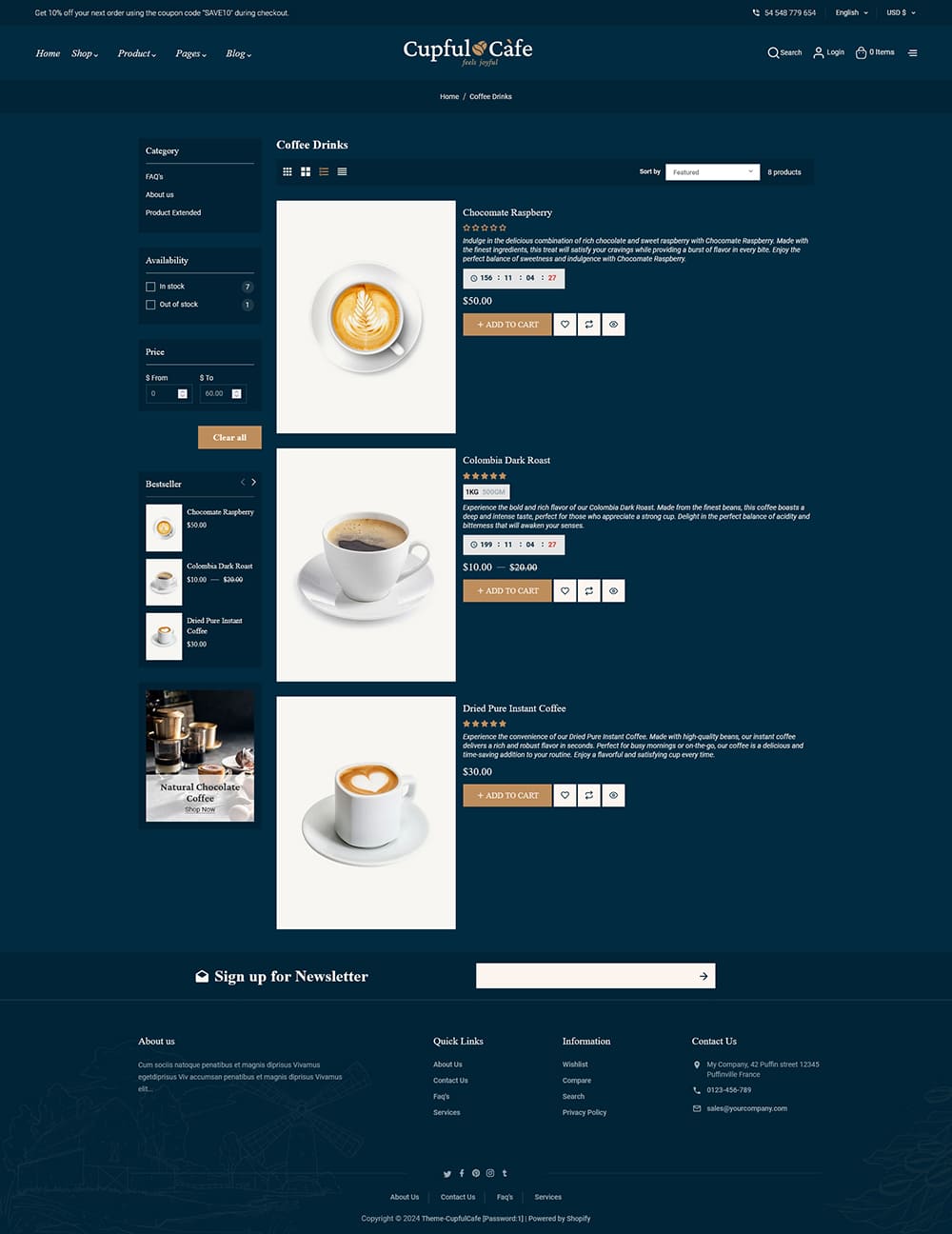 CupfulCafe - Coffee Cafe & Food Shop - Premium Shopify Theme