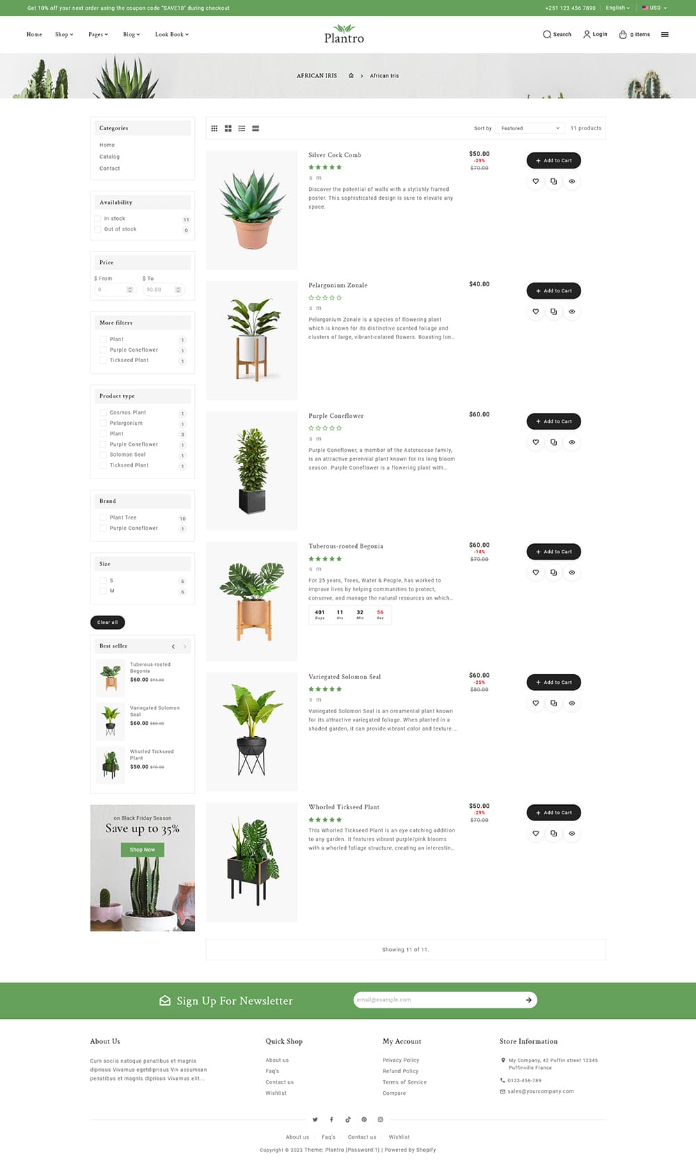 Plantro - Nursery Plants, Gardening & Flower Pots - Shopify Theme