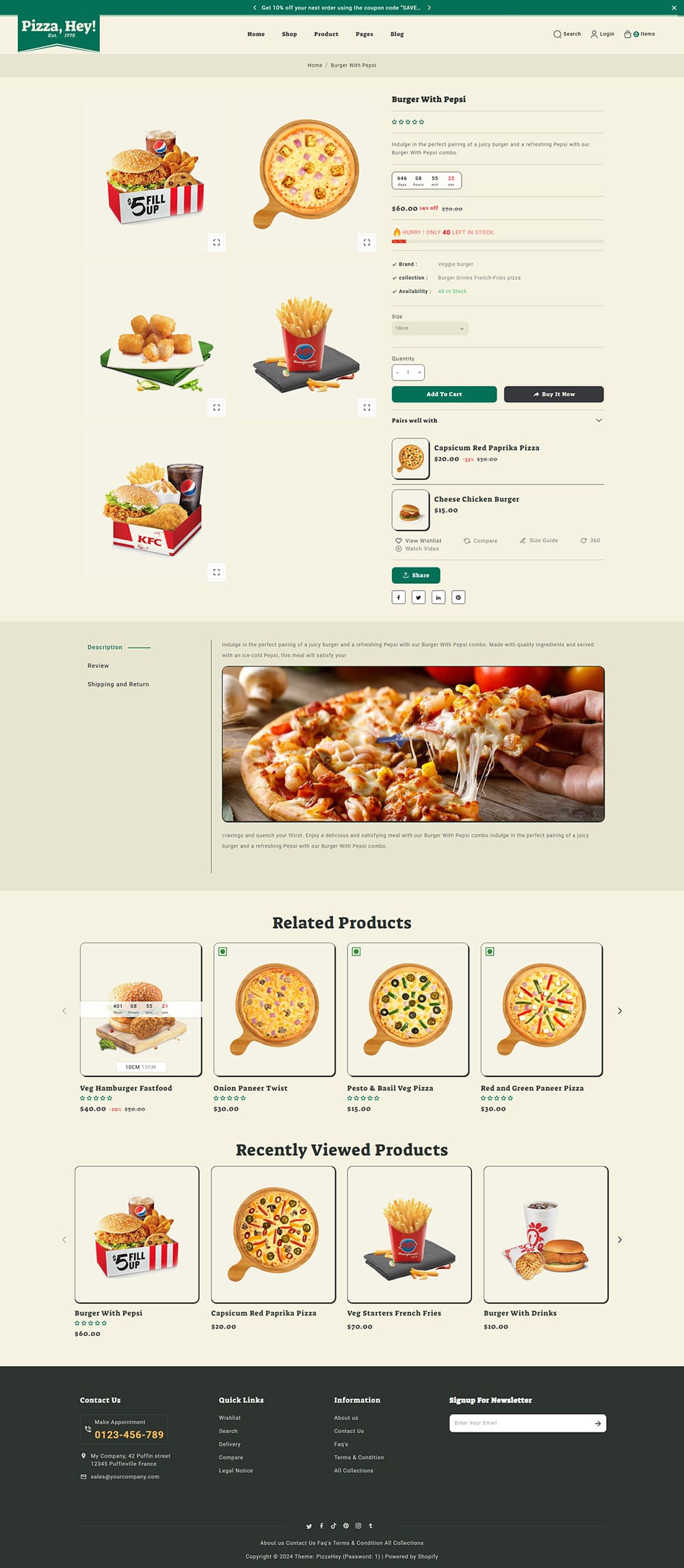 PizzaHey - Pizza, Fast Food & Restaurants - Shopify Theme