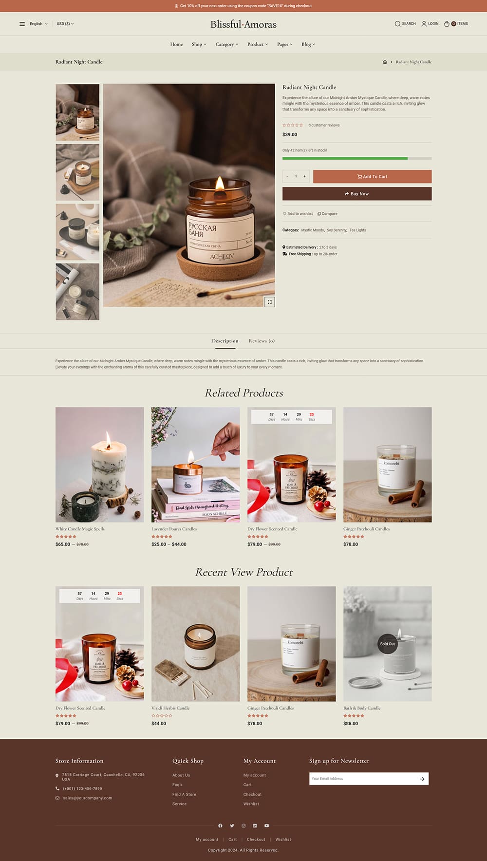BlissfulAmoras - WooCommerce Theme For Natural & Handmade Soy Candles