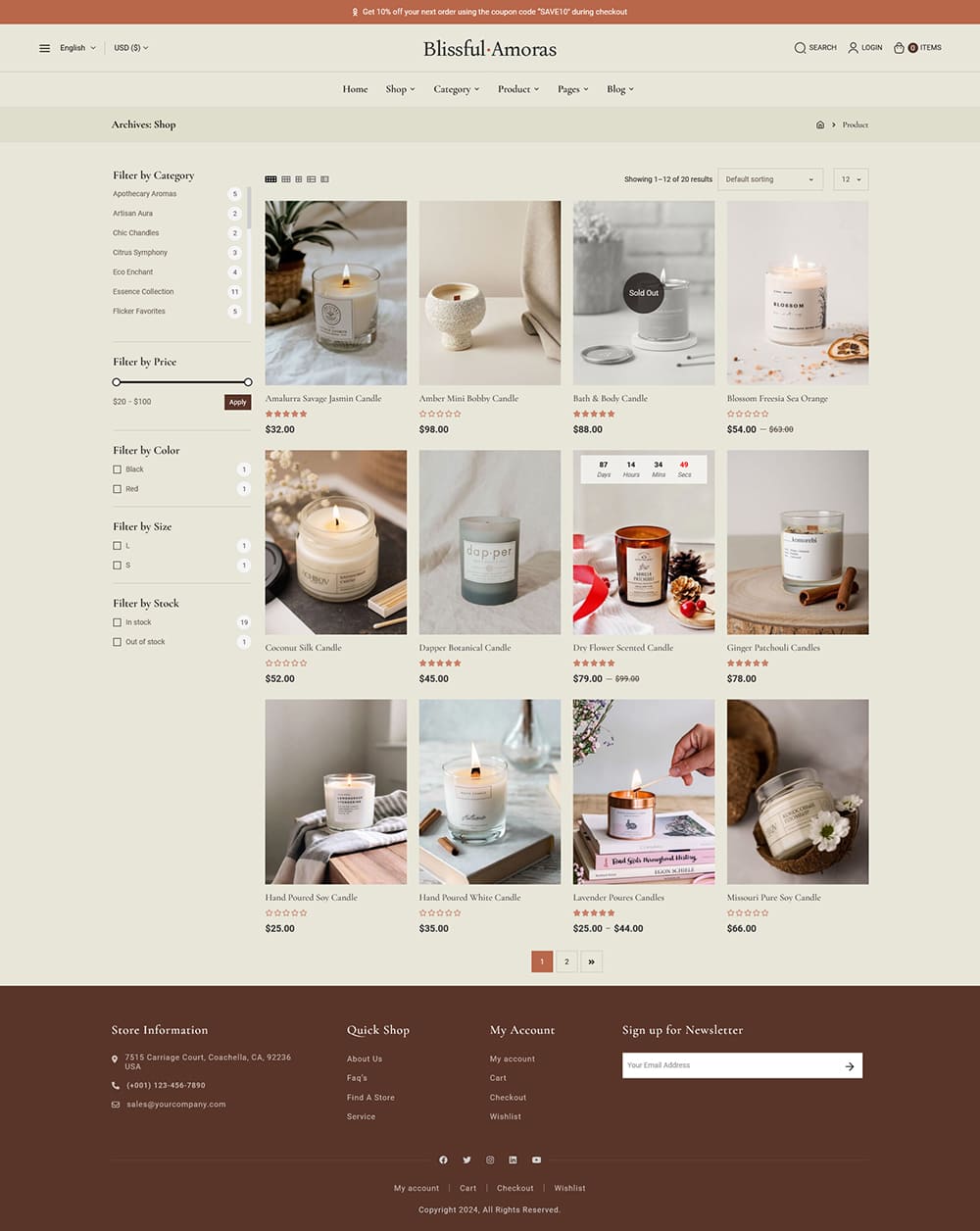 BlissfulAmoras - WooCommerce Theme For Natural & Handmade Soy Candles