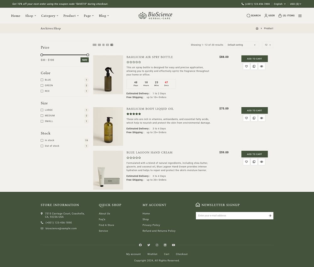 BioScience - Crafted WooCommerce Theme For Natural Beauty Care