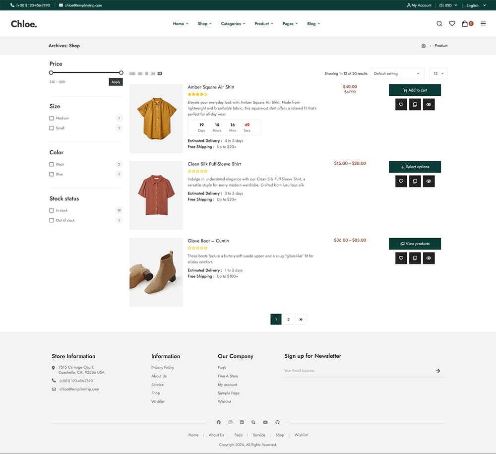 Chloe - Fast Fashion & Apparels - WooCommerce Theme