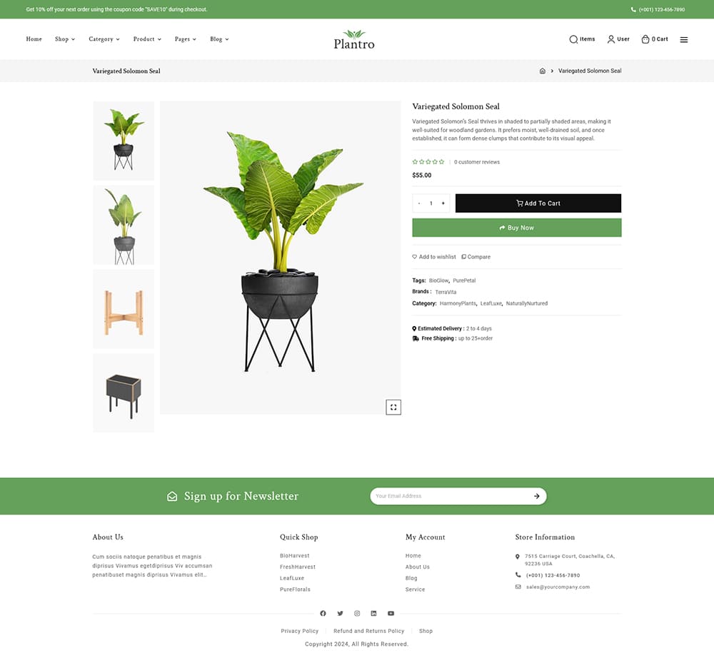 Plantro - WooCommerce Theme specialized for Home & Garden, Plants, Nursery
