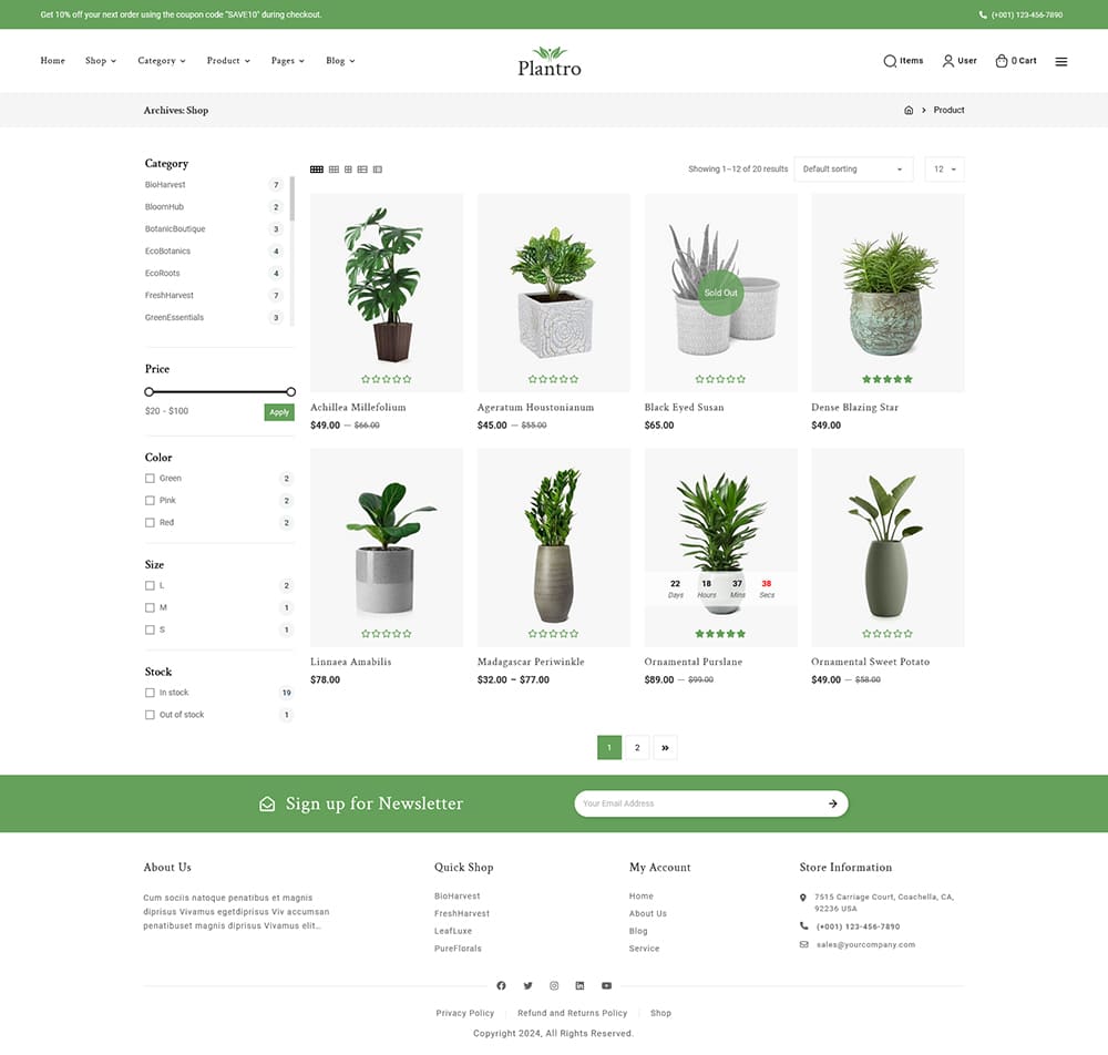 Plantro - WooCommerce Theme specialized for Home & Garden, Plants, Nursery