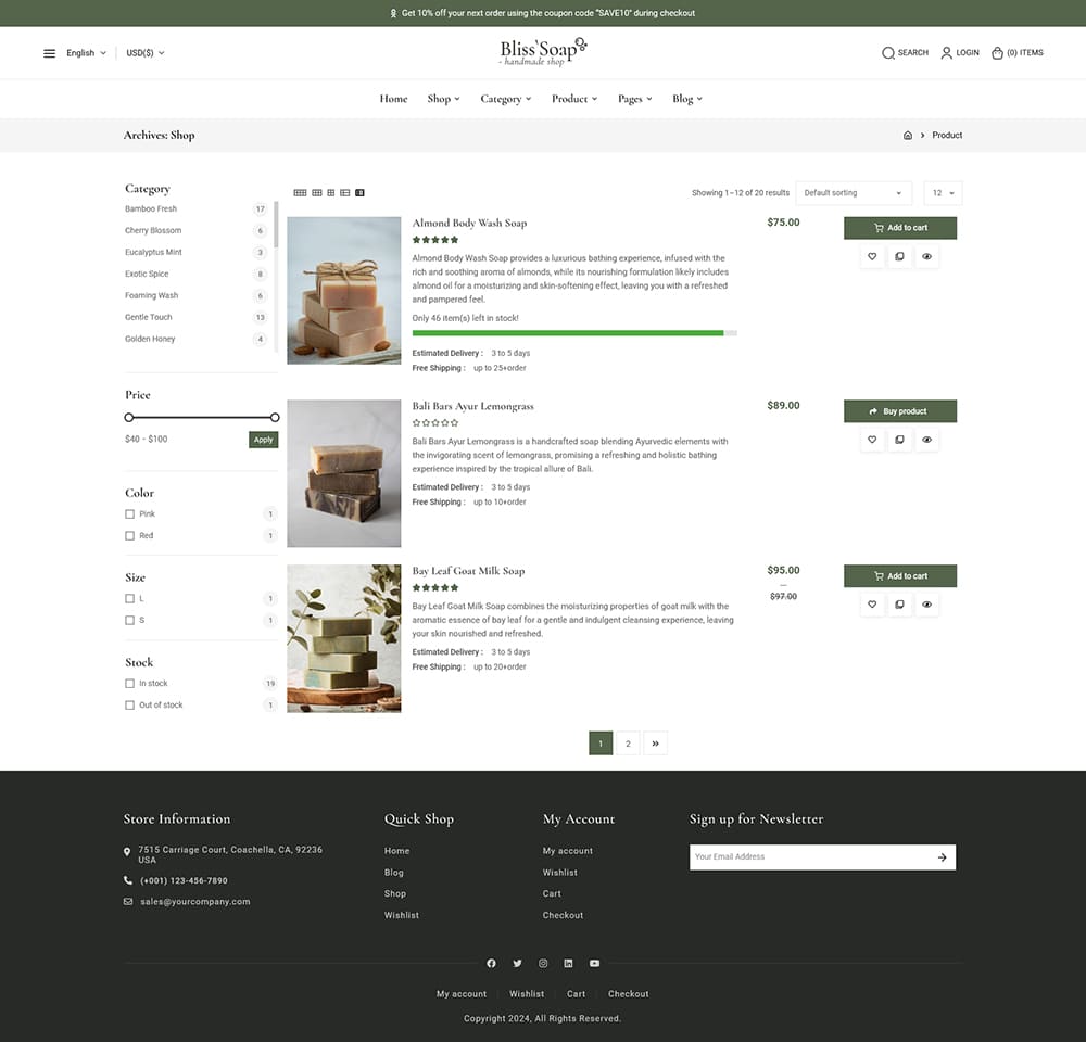 BlissSoap - WooCommerce Crafted Theme for Handmade Soap, Soy Candle, Artistic Makers