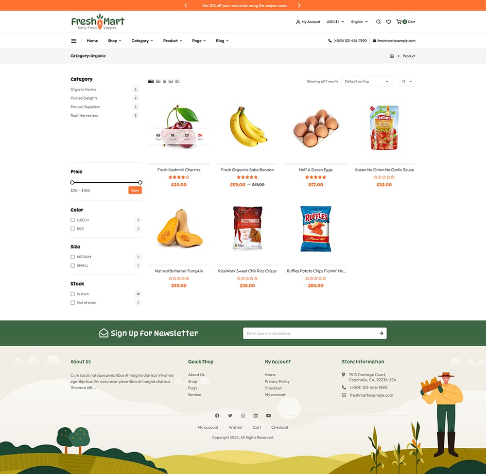 FreshMart - Il miglior tema WooCommerce per agricoltori, prodotti biologici, verdure, generi alimentari