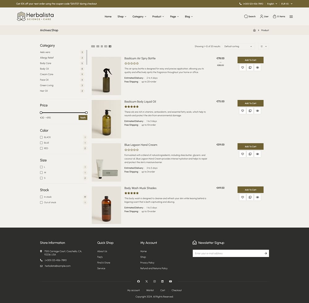 Herbalista - WooCommerce theme for Natural Beauty Care & Bio-Cosmetics