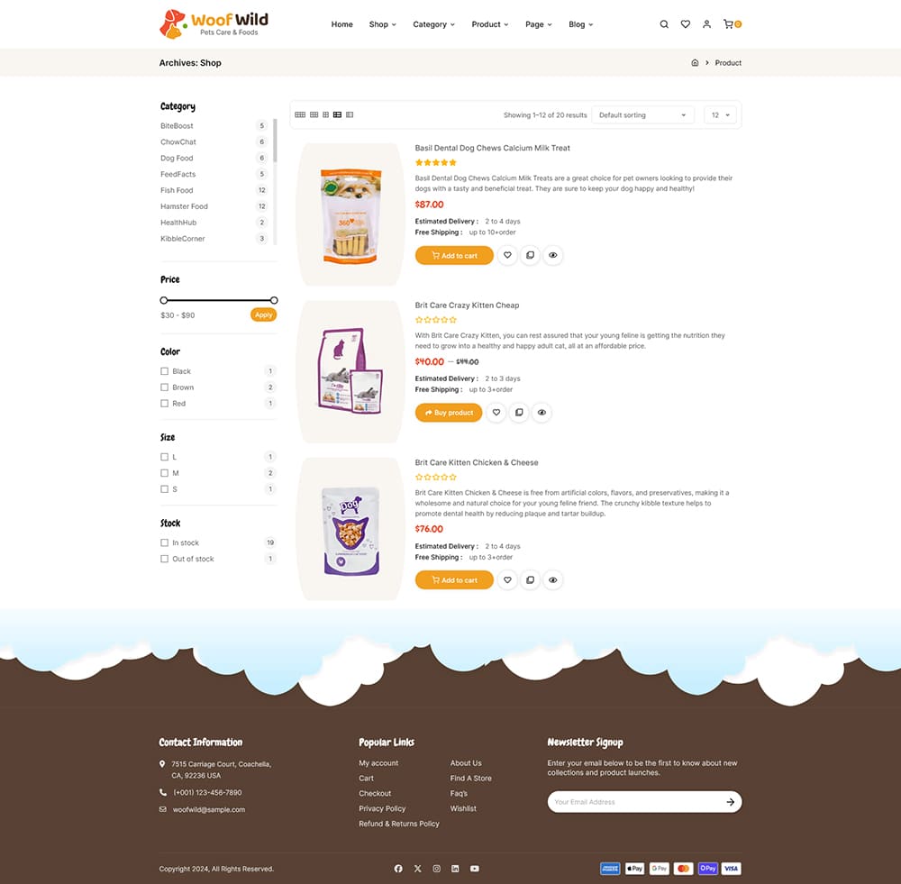 WoofWild - Pets & Care Store - WooCommerce Responsive Theme