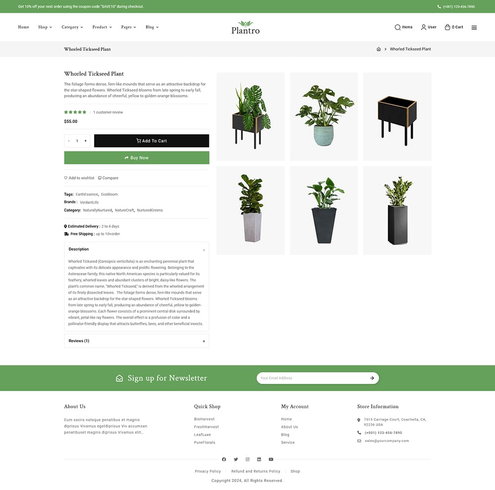 Plantro - WooCommerce Theme specialized for Home & Garden, Plants, Nursery