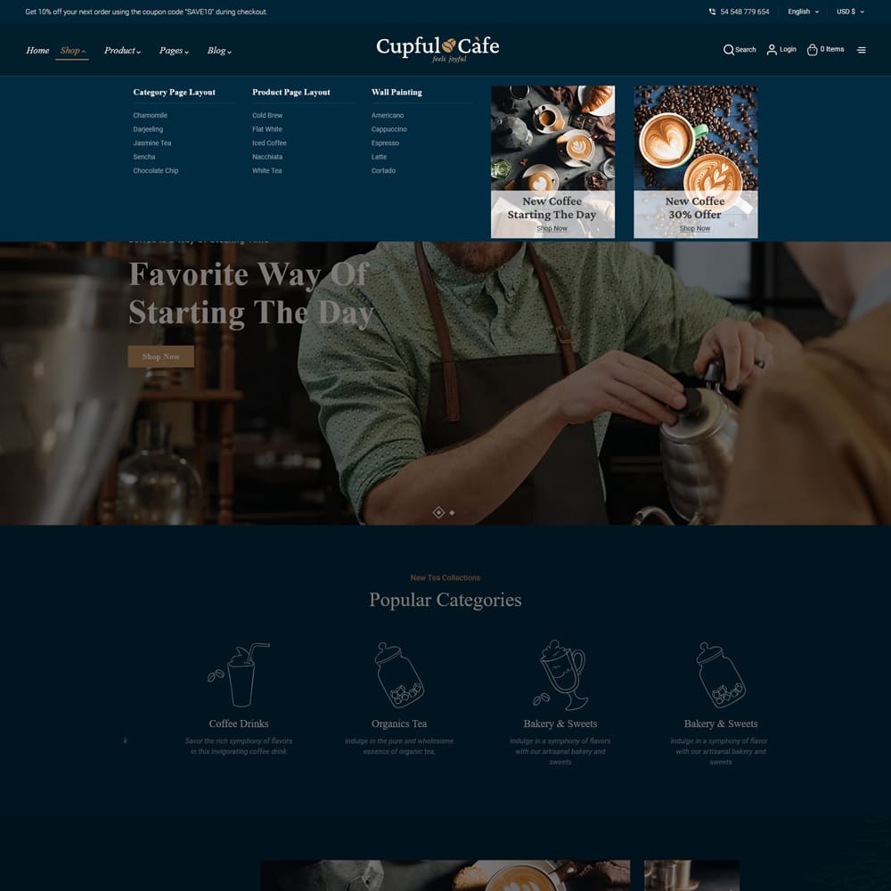 CupfulCafe - Coffee Cafe & Food Shop - Shopify Theme