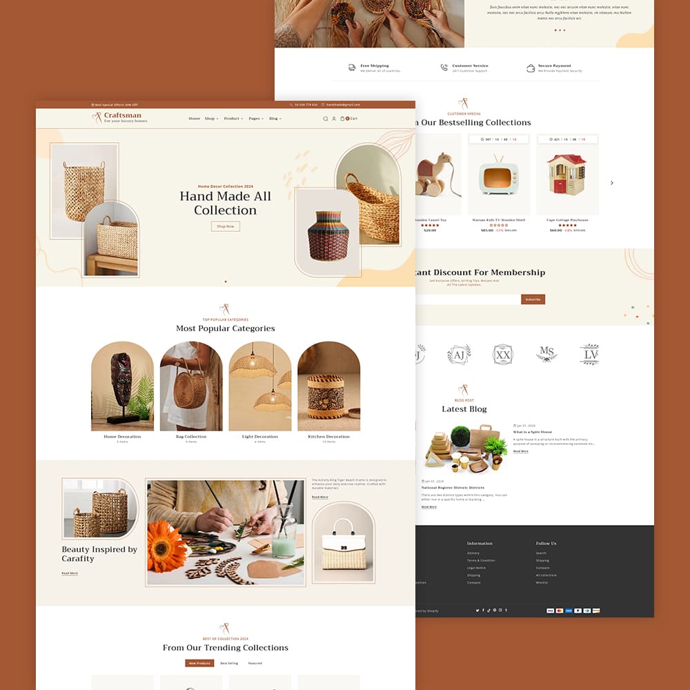 Rzemieślnik — rękodzieło, meble i artykuły wyposażenia wnętrz — motyw Shopify