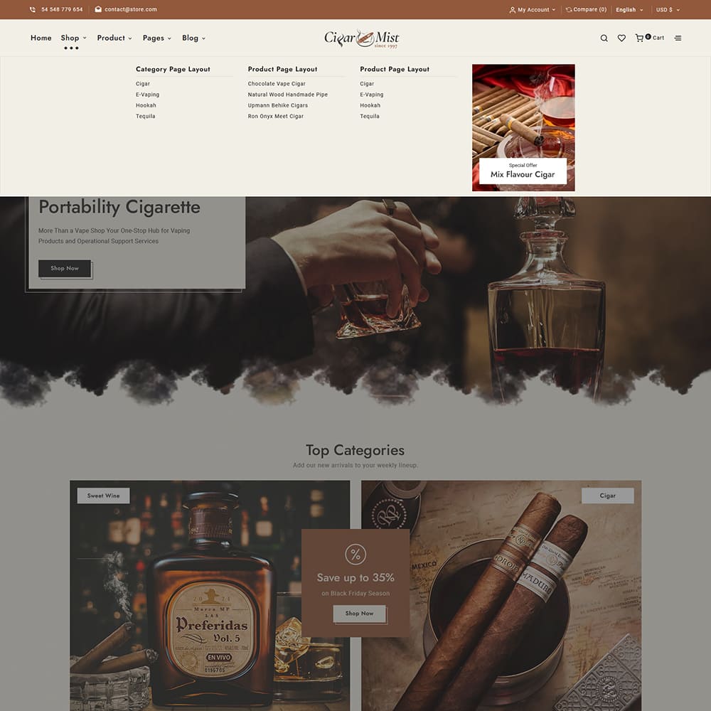 CigarMist - Shopify Theme for Cigar & Tobacco Stores