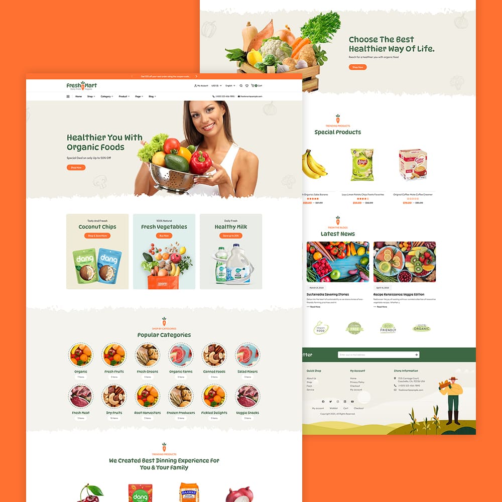 FreshMart - Il miglior tema WooCommerce per agricoltori, prodotti biologici, verdure, generi alimentari