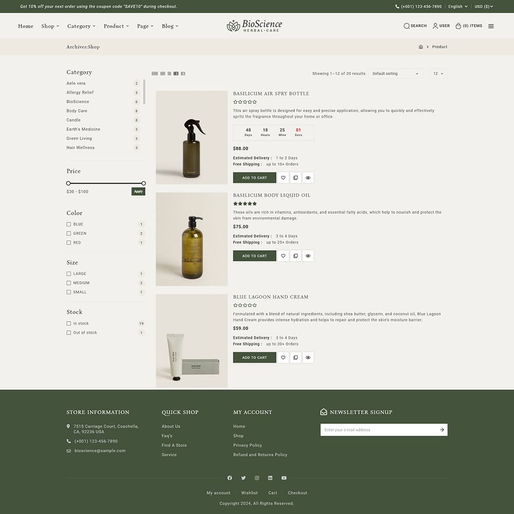 BioScience - Crafted WooCommerce Theme For Natural Beauty Care