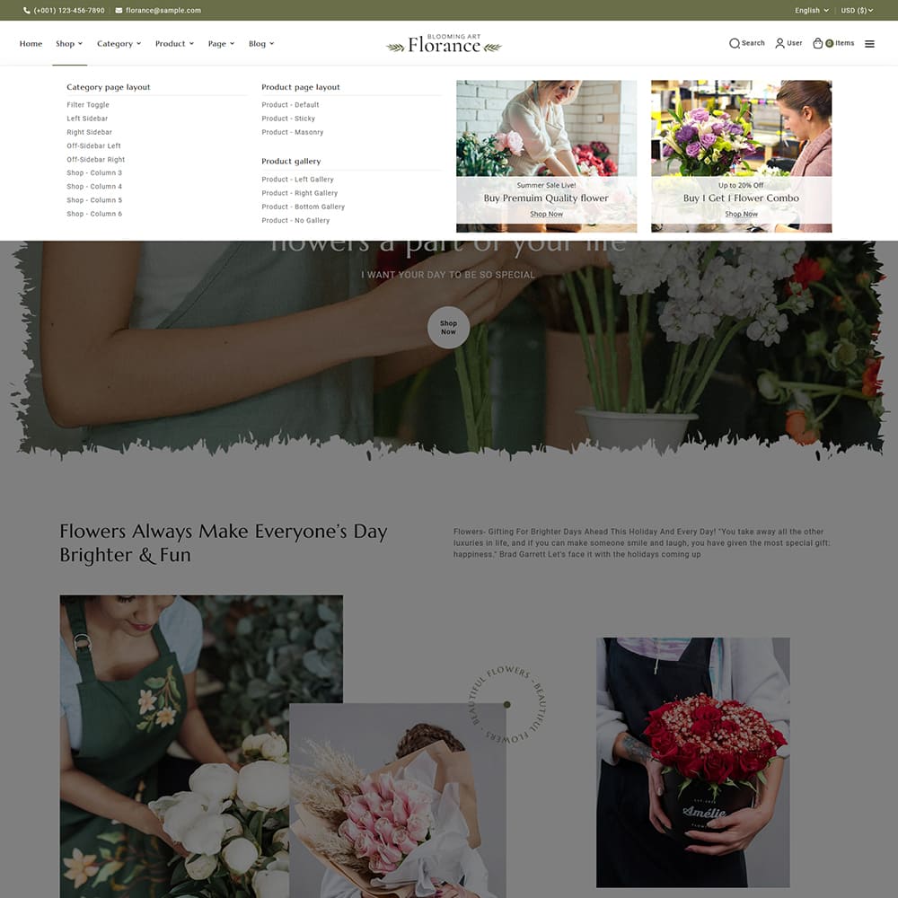 Florance - Crafted WooCommerce Theme For Flowering & Crafts Stores Florance - Crafted WooCommerce Theme For Flowering & Crafts Stores