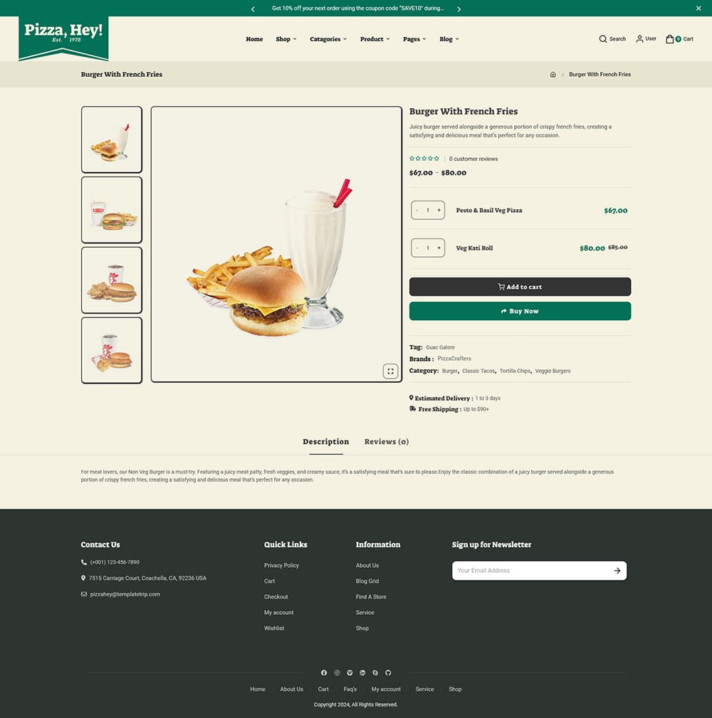 PizzaHey - Pizza, Fast Food & Restaurants - WooCommerce Theme