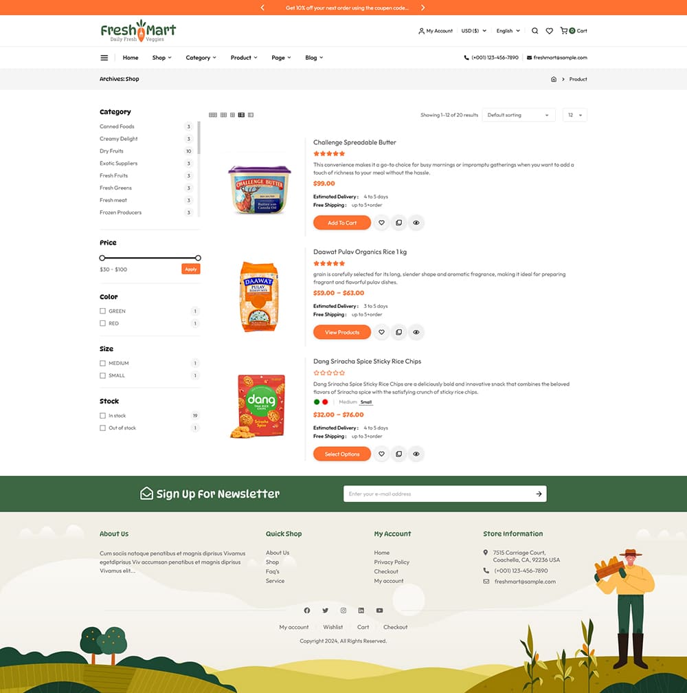 FreshMart - Best WooCommerce Theme For Farmers, Organics, Veggie, Grocery
