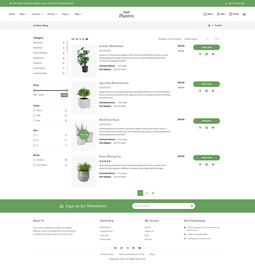 Plantro - WooCommerce Theme specialized for Home & Garden, Plants, Nursery