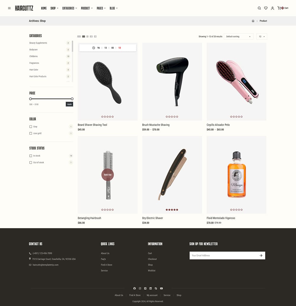 HairCuttz - Barber Shop & Hair Beauty Saloon - WooCommerce Theme