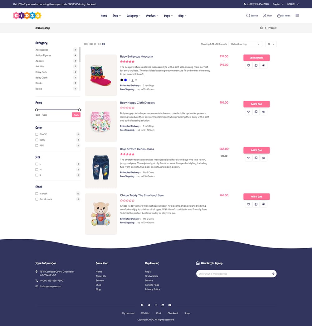 Kidzo - WooCommerce theme for Baby, Kids & Toys Stores