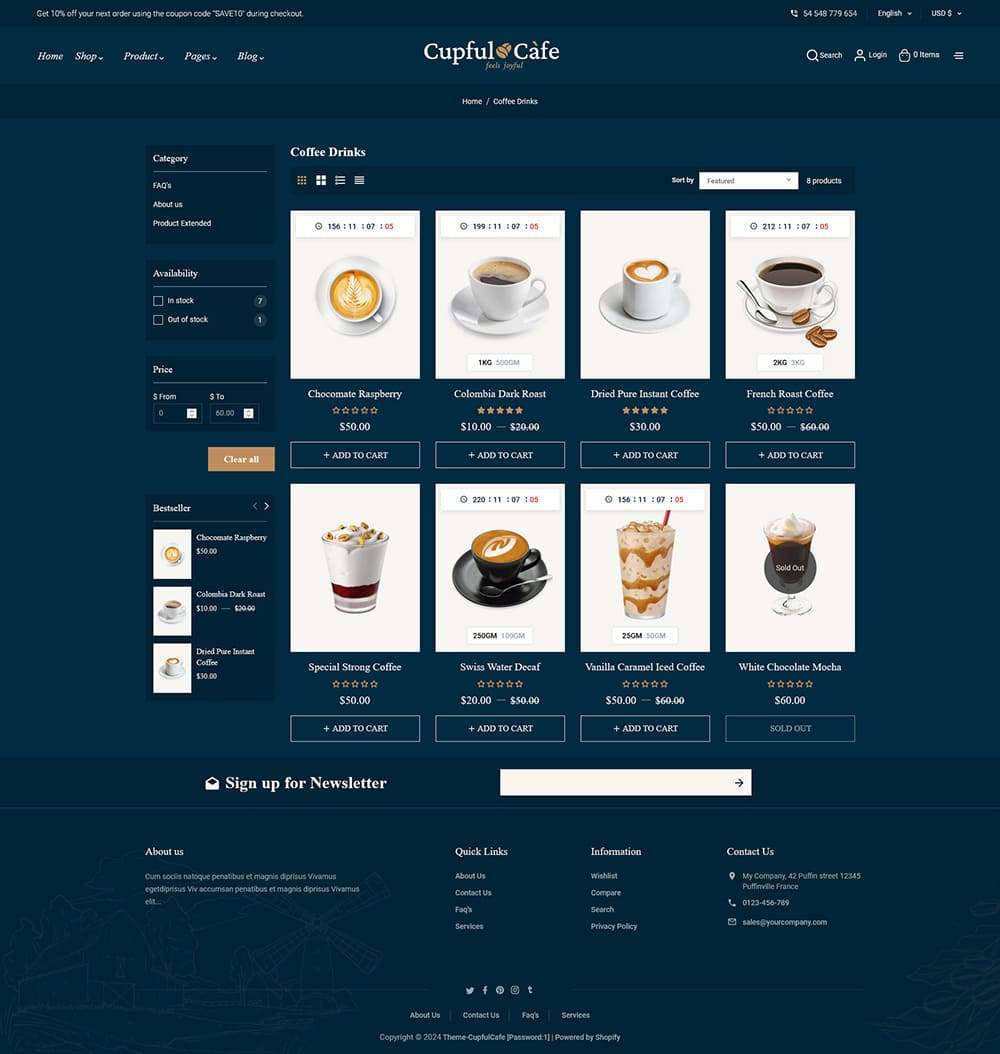 CupfulCafe - Coffee Cafe & Food Shop - Shopify Theme