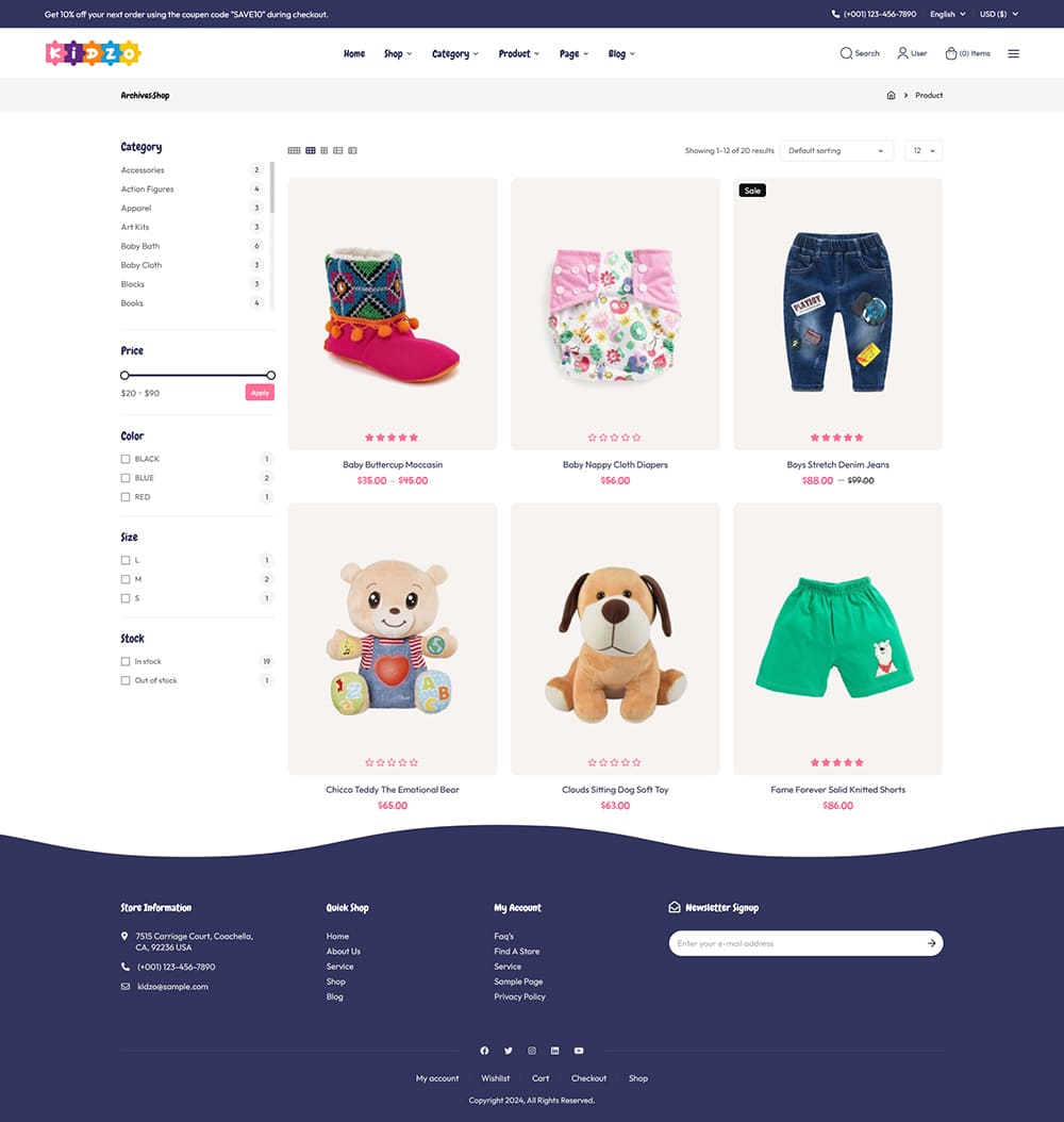 Kidzo - WooCommerce theme for Baby, Kids & Toys Stores
