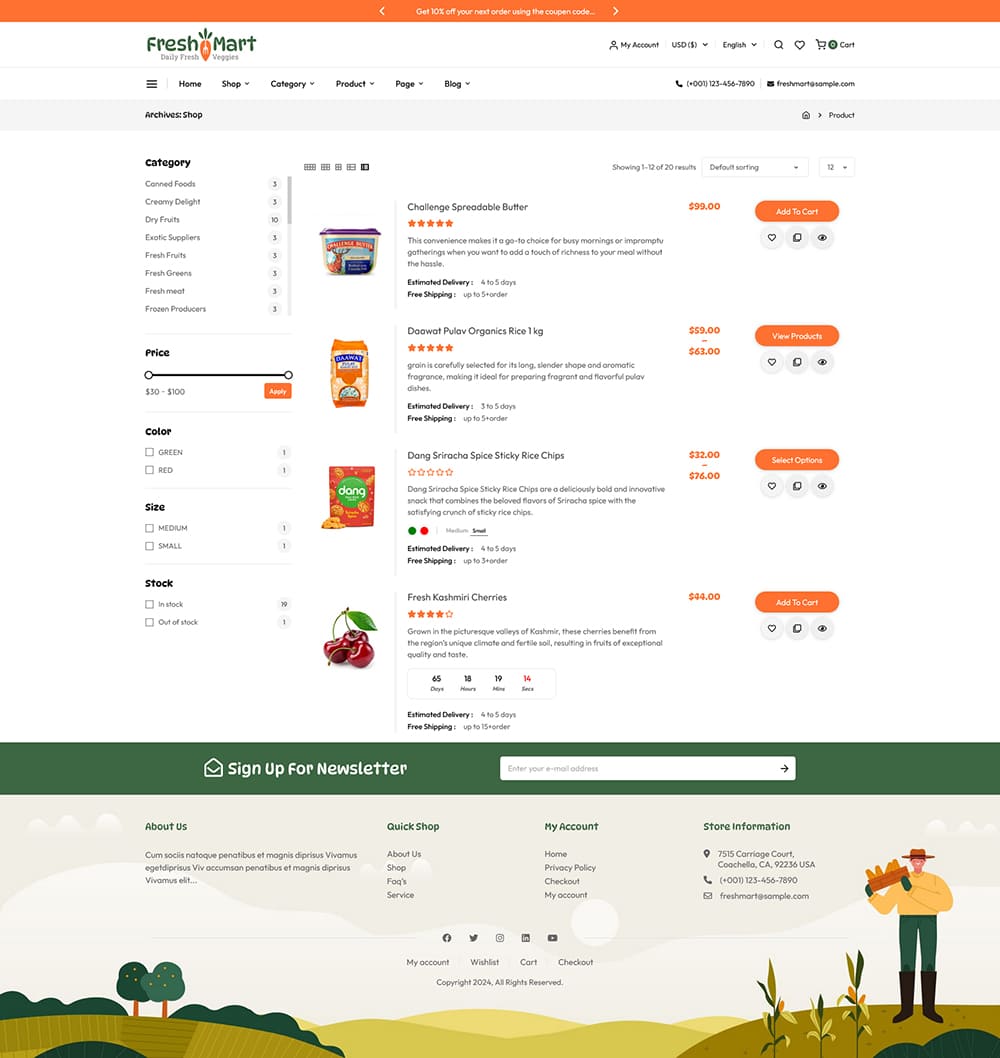 FreshMart - Best WooCommerce Theme For Farmers, Organics, Veggie, Grocery