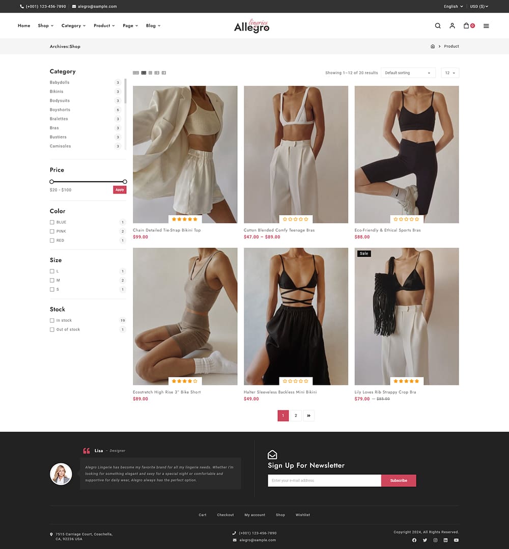 Allegro - Lingerie & Underwear - WooCommerce Theme